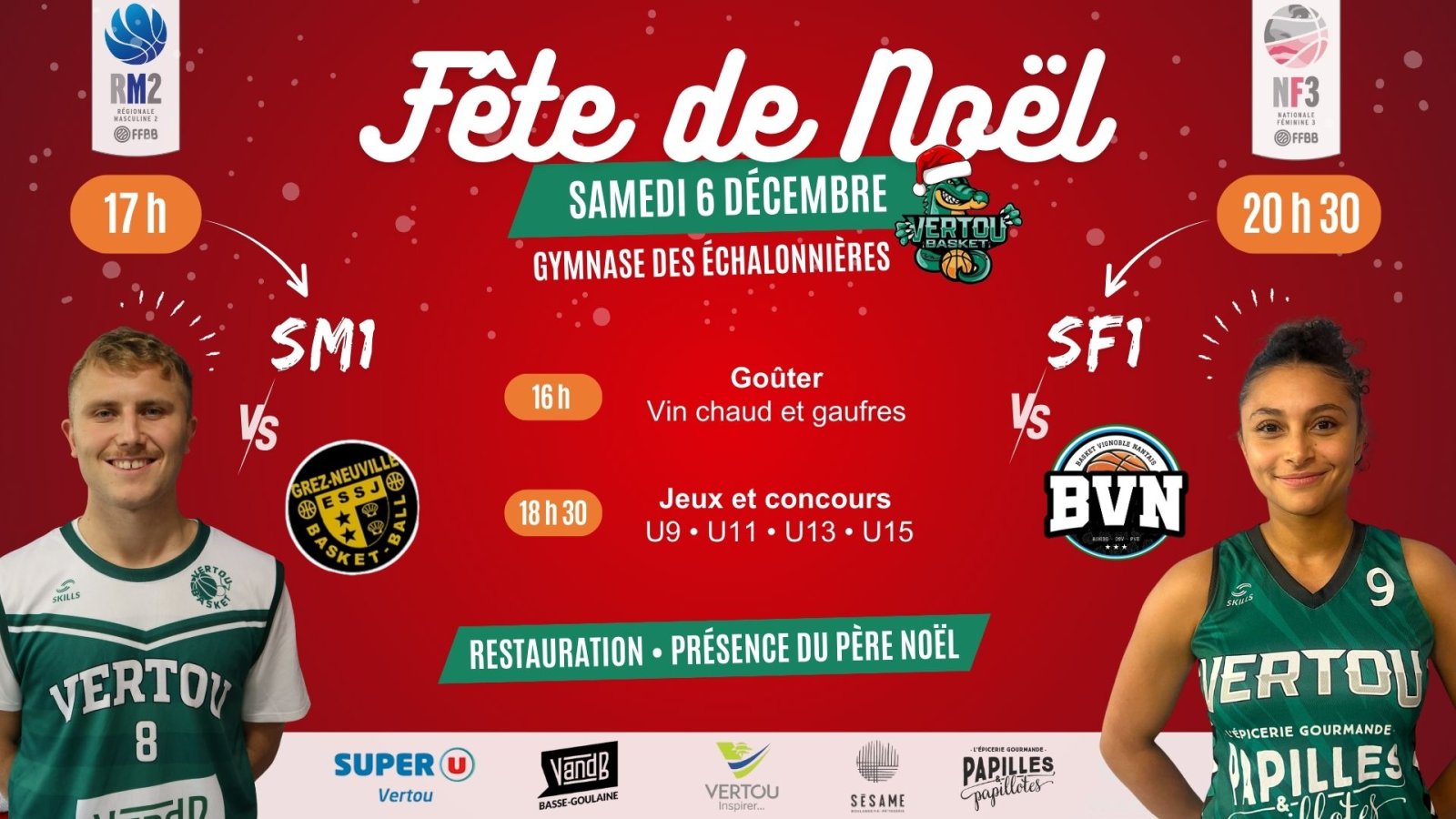 🎅 Le Vertou Basket fête Noël le 6 décembre – matchs, animations et surprises au programme !